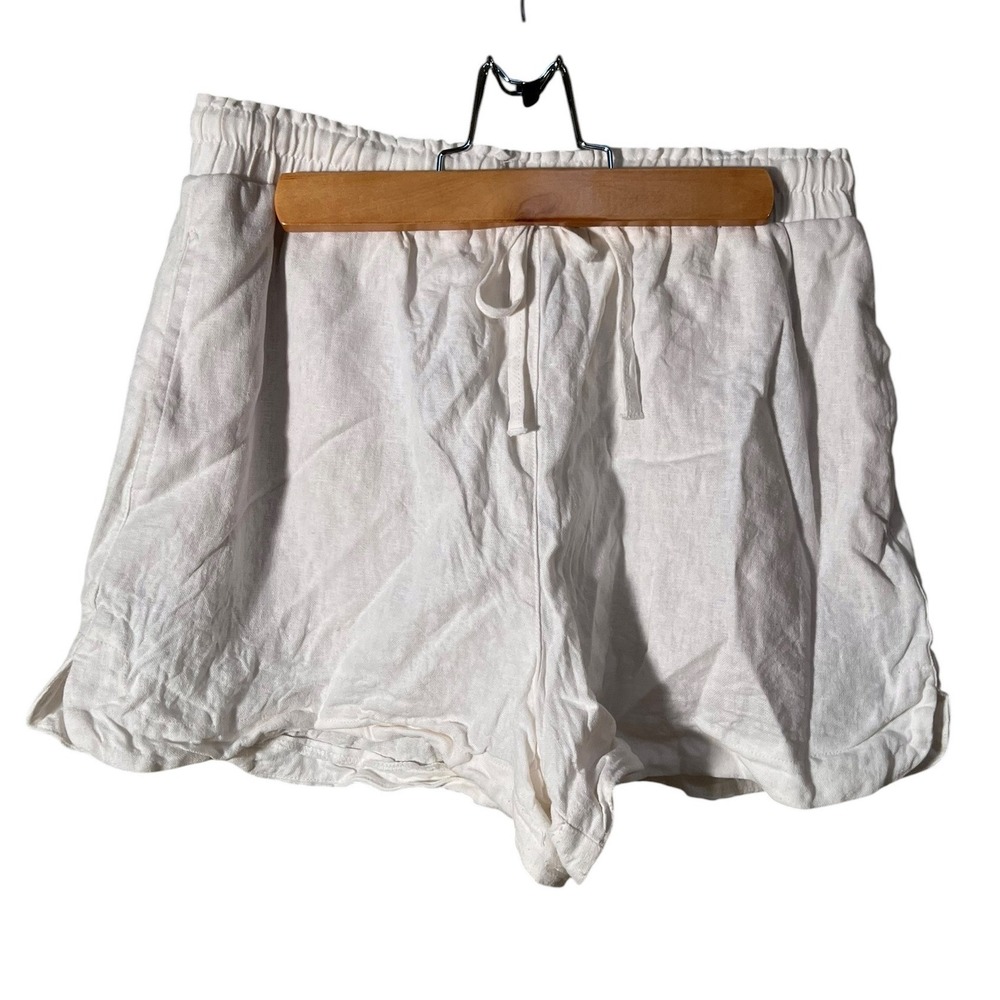 Stradivarius Women's Size Small Shorts Pull On Elastic Tie Waist Pockets White